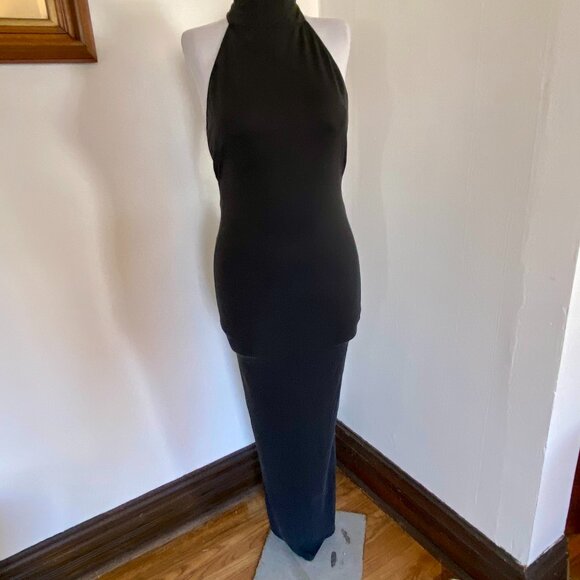 SKIMS SMOOTH LOUNGE LOW BACK HALTER DRESS Maxi Backless Mock Neck Small Black - Picture 13 of 16